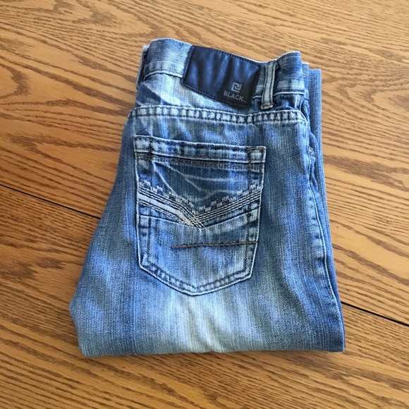 Black Denim - Black Low Rise Slim Straight Leg 30W 30L Blue Jean